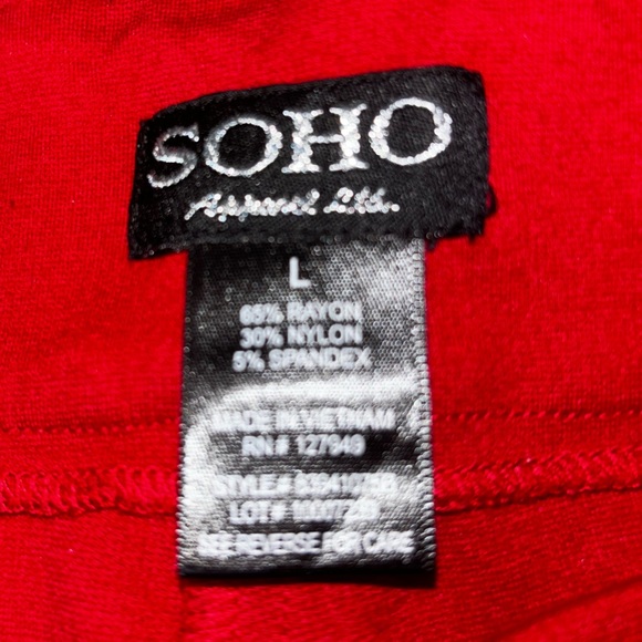 Soho Pants Leggings Womens Large Pull On Faux Zip Pockets Red Christmas Holiday - Picture 7 of 7